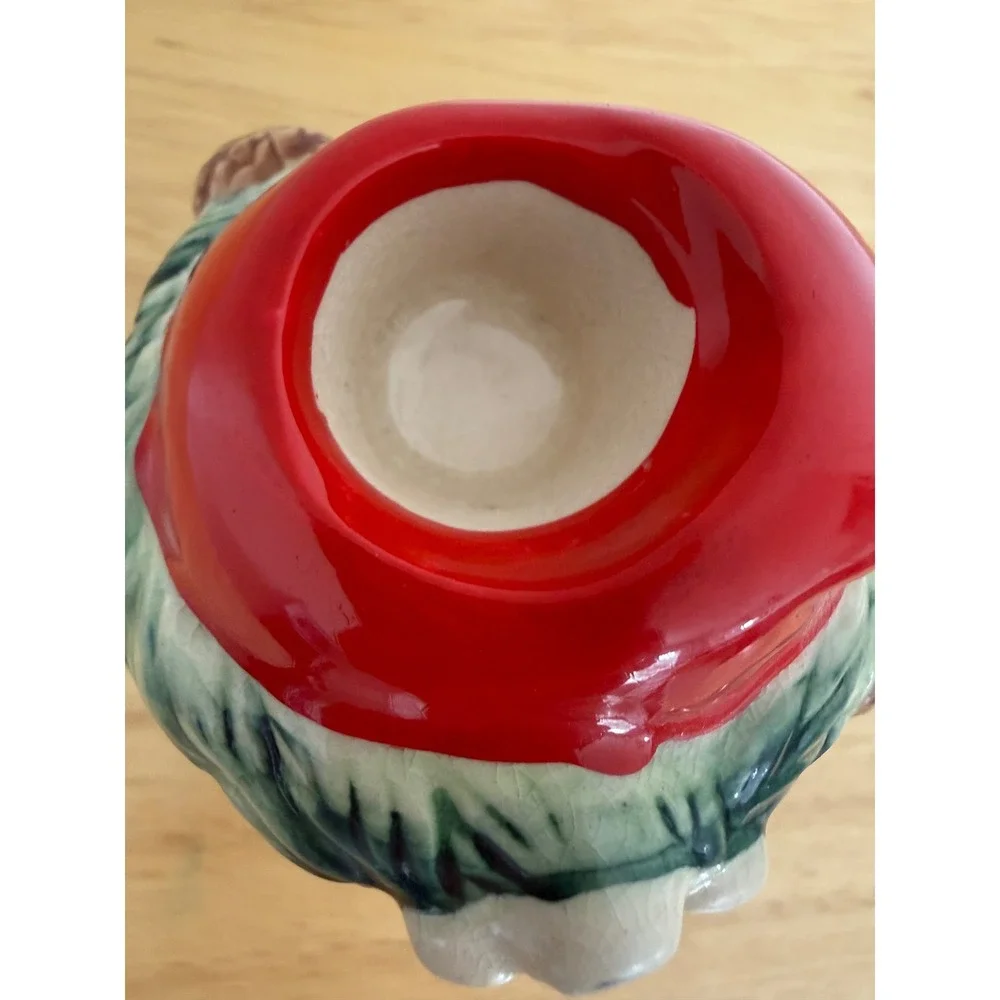 Vintage‎ Cracker Barrel Ceramic Santa Head Candle Holder 4